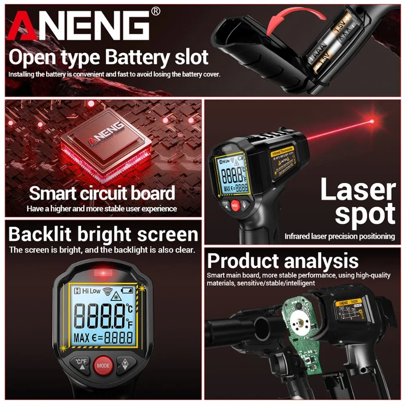 ANENG TH202 Промышленные ручны – обзор и цена Industrial Laser Thermometer Gun