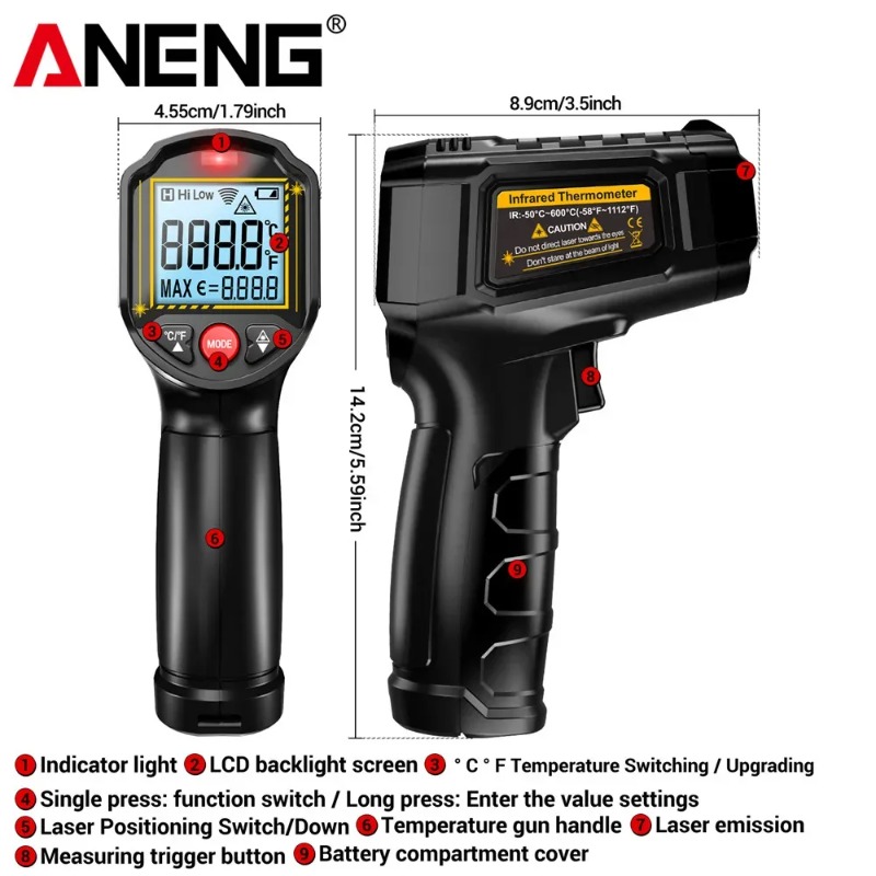 Бесконтактный инфракрасный тер – обзор и цена Industrial Laser Thermometer Gun
